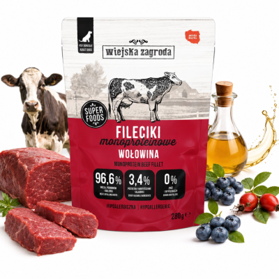 Wiejska Zagroda Karma mokra dla psa Fileciki Wołowina Monoproteinowa 280g