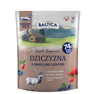 Baltica Sucha karma dla psa Dziczyzna z owocami leśnymi XS/S 1kg