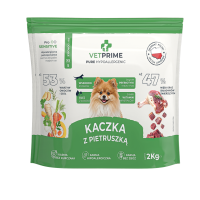 VETPRIME HIPOALERGICZNA MONOBIAŁKOWA KACZKA Z PIETRUSZKĄ XS/S 2KG