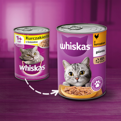 WHISKAS mokra karma dla kota z kurczakiem w galaretce puszka 400 g