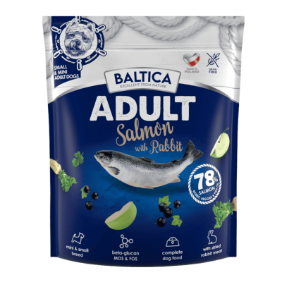 Baltica Excellent karma sucha dla psa dorosłego małych ras łosoś z królikiem XS/S 1 kg