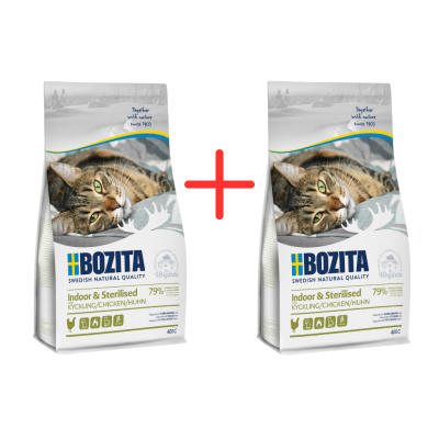 Bozita Indoor & Sterilised Chicken 400g+400g