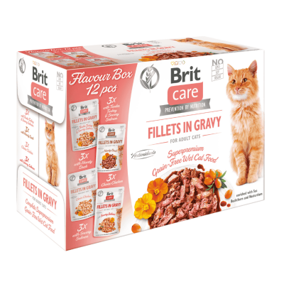 Brit Care Cat Fillets Gravy Flavour Box saszetki w sosie 12x85g