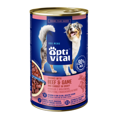 OPTIVITAL MOKRA KARMA DLA PSA Z WOŁOWINĄ I DZICZYZNĄ W SOSIE 1250G