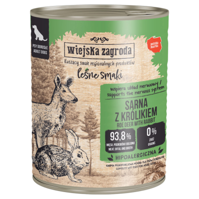 Wiejska Zagroda Karma mokra dla psa (dorosły) Leśne smaki Sarna z królikiem 800 g